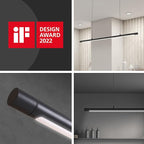 LED Linear Pendant Light, Office Light, Flicker-Free, Non Dimmable, Modern Ceiling Lighting for Bedroom Dining Room Table, 20W 3000K Warm Light 47.2" Black