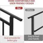 Metty Metal Handrails for Outdoor Steps Suitable for 1 to 3 Steps- Wrought Iron Stair Railing- Step Steady with 3 Feet Handrailing- Safe Indoor Home Banisters (Black)
