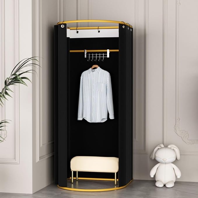JVVMNJLK Clothing Store Fitting Room Divider, Portable Changing Room, Privacy Protection Movable Dressing Room Divider with Shading Curtain, Temporary Wall Portable Changing Room Partition