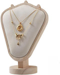 Natural Body Wood Necklace Display Stand with Beige Flannelette Soft Mat Necklace Holder Organizer Desktop Stand for Home Store Dresser-4.45"x8.4"x12"
