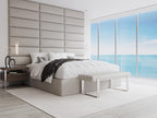 VANT Upholstered Bed Bench - Zigrino Mineral - Brushed Nickel - Contemporary Modern, Bedroom Bench Seat, Hallway, or Entryway