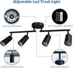 Jolux LED 4 Light Track Lighting Kit, Black 4 Way Ceiling Spot Lighting, Included 4 GU10 Bulbs 1100LM 5CCT Selectable,Flexibly Rotatable Light Head for Kitchen Cabinet Art Walls Hallway Living Room