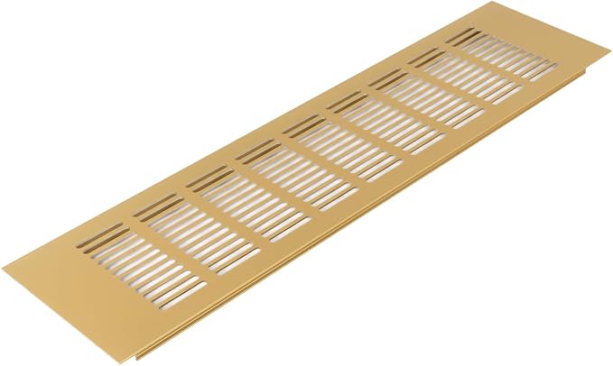 Vent Systems 16 x 4 Inch (Outer Dimensions) Air Supply Ventilation Grille - Gold Aluminum Rectangle Intake/Exhaust Door Vent Deflector - HVAC for Home Improvement Floor, Wall Duct Cover