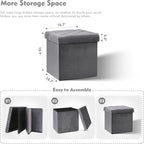 B FSOBEIIALEO Storage Ottoman Cube, Velvet Tufted Folding Ottomans with Lid, Footstool Rest Padded Seat for Bedroom (Grey, Medium)