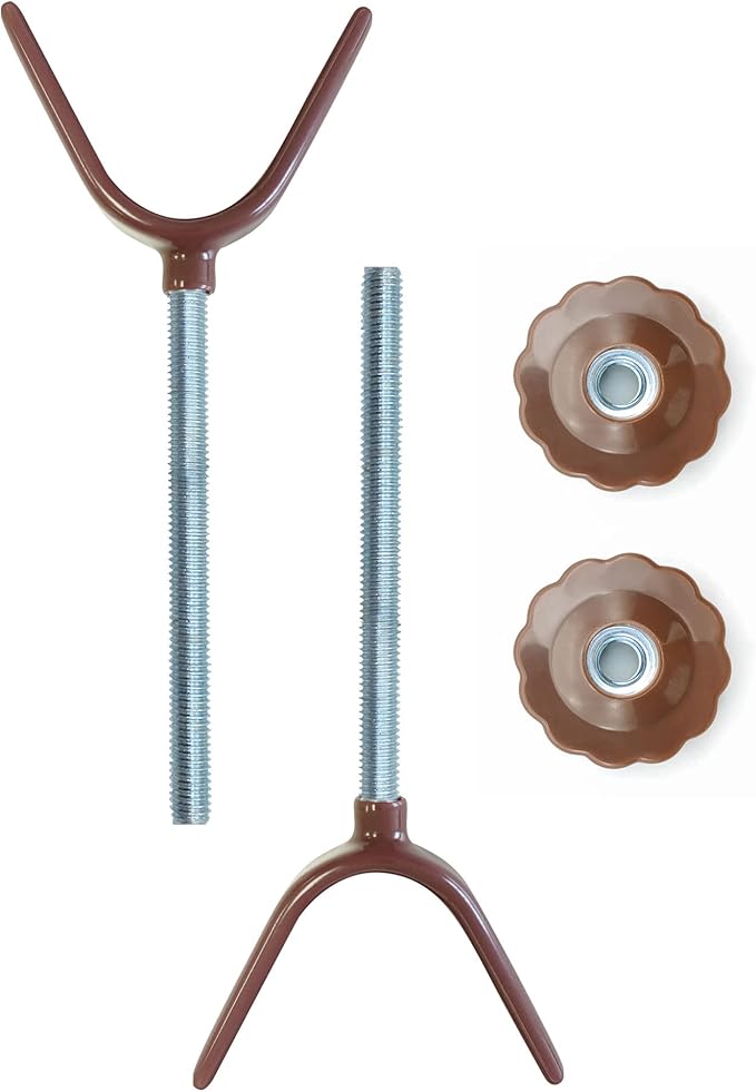 Baby Gate Banister Adapter Y-Spindle Rods - M8 (8mm) Replacement Bolt Part for Pressure Mounted Baby and Pet Safety Stair Gates, Extra Long Wall Mounting Screws Rod & Bolts (Y-Brown-2 Pack)