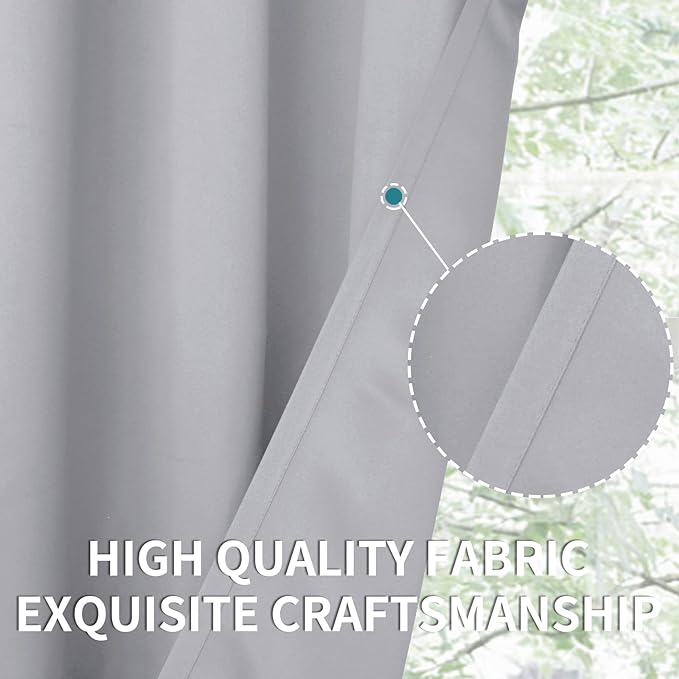 BGment Room Darkening Curtains 54 Inches Long - Grommet Thermal Insulated Drapes Window Treatment Curtains for Bedroom, 2 Panels, 52 x 54 Inch, Light Grey