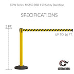 Crowd Control Warehouse CCW Series RBB-150 - Set of 2 Stanchion Retractable Belt Barriers - 16 Foot, Blue Belt with Orange Post - Easy Assembly