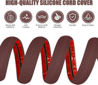 Floor Cord Cover Cavity 0.8"x0.37" Self Adhesive Cord Hider, 3.3FT Low Profile Cable Management, Extension Strip Protector for Wires, Prevent Cable Trips for Offices, Gyms, Exhibitions (Coffee)