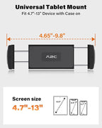 A2C for iPad Wall Mount, Heavy Duty Drill Mount Tablet Holder for Walls Kitchens, Metal Base & Arm 360° Adjustable Wall Mount for iPad Compatible with 4.7”-13” Devices