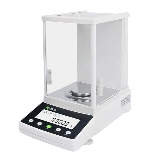 U.S. Solid 0.1mg Analytical Balance, 120g x 0.0001g, Lab Electronic Scale with Automatic Internal Calibration, Electromagnetic Transducer, RS232, Overload Protection, Piece Counting, 4 Weighing Units
