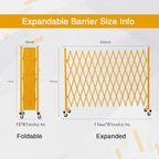 GYMTIME Expandable Barricade, Metal Safety Barrier with Casters, Mobile Folding Security Gate, 11.5 FT, Adjustable Traffic Temporary Fence for Warehouse Shopping Mall