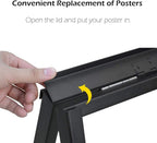 24x36 Inches Double Sided Heavy Duty Slide-in Folding A-Frame Sidewalk Curb Sign Stand Display Poster Boards Poster Holder Frame Chalkboard Sign, (Black-Metal)