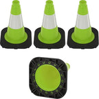 Fluorescent Orange/Green PVC Traffic Cones, Heavy Black Base Parking Lot Cone Structurally Stable Weatherproof Road Construction Safety Cones (4, Green, 12" Small)