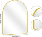 Arched Bathroom Mirror, 36"x48" Gold Arch Mirror for Bathroom, Wall Mounted Mirror, Gold Vanity Wall Mirror w/Metal Frame for Bedroom, Entryway, Living Room, Vertically Hanging or Leaning Against