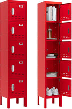 Metal Lockers - 66" Height Steel Lockers for Employees with 5 Door Storage Locker with Card Slot for Employees Gym School Home Office Garage - Assembly Required