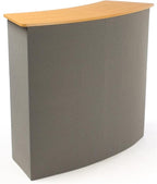 Portable Trade Show Counter, Sets Up in Minutes, Includes Gray Hook & Loop-Receptive Fabric Front and MDF Countertop with Natural Wood Finish – Stands 37-1/2” Tall