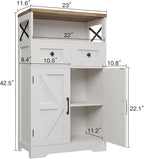 Farmhouse Storage Cabinet with Barn Doors and Shelves, Farmhouse Kitchen Pantry, Small Tall Coffee Bar Cabinet with Storage, Hutch Cupboard for Bathroom, Laundry, Living Room,White