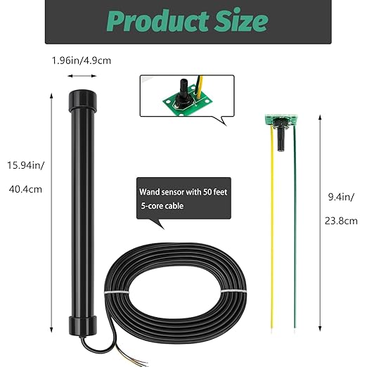 Driveway Gate Exit Wand Sensor with 50 ft Cable, Vehicle Sensor for Automatic Gate Opener, Car Detector Compatible with Mighty Mule, Ghost Controls and LiftMaster Vehicle Door