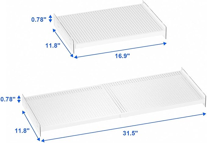 Closet Shelf Divider Expandable Cabinet Storage Shelving Rack Heavy Duty Metal DIY Tension Shelf Separator for Cabinet Wardrobe Cupboard Pantry Kitchen Bedroom,White,2packs