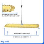 36 Inch Yellow Commercial Dust Mop & Floor Sweeper with Extendable Handle – Mop for Hardwood, Tile, and Concrete Floor Cleaning