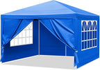 10x10 FT Party Tent, Outdoor Wedding Tents for Parties, Canopy Event Tent with 4 Removable Sidewalls, Waterproof Gazebo Shelter for Birthday Parties, Weddings, BBQs & Events (10X10FT-4Sides Blue)