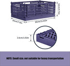 Domiella 2-Pack Crates for Storage, Storage Crates Plastic Stackable, Foldable Crate for Office Home Kitchen Bedroom Bathroom (Small, Blue)