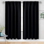JIUZHEN Blackout Curtains for Bedroom - 60 Inch Extra Wide Thermal Insulated Room Darkening Privacy Soundproof Curtains for Living Room/Dorm Room, Set of 2 Panels, 60 x 72 inches, Black