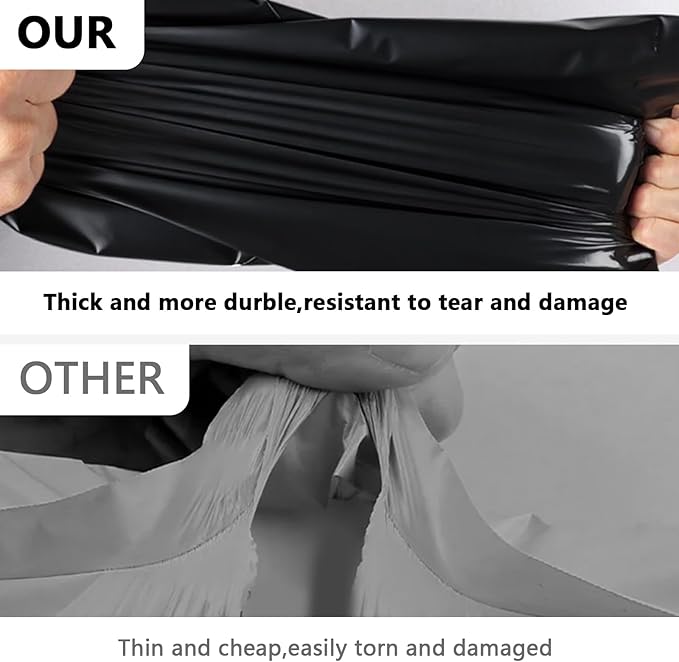 200Pack 19x24" Black Poly Mailers - Self Sealing, Waterproof & Tear-Resistant Shipping Envelopes for E-Commerce, Clothing, Books & Small Business