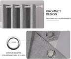 MIULEE Linen Texture Curtains for Bedroom Solid 100% Blackout Thermal Insulated Grey Curtains Grommet Room Darkening Drapes Luxury Decor for Living Room Nursery 52x63 Inch (2 Panels)