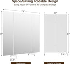 Full Length Stand Up Mirror on Wheels,79''×67'',Large Tri-Fold Floor Mirror with Stand,Movable 3-Way Full Length Standing Mirror for Gym, Dance Studio, Fitness Room, and Home (Whtie)
