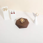 GemeShou single Walnut Jewelry display Tray for selling, Wooden hexagon display riser for jewelry, Jewelry retail shop display stand, photography props【Walnut Hexagon single Small】
