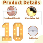 Imprsv 3FT Light Up Numbers, Marquee 10th Birthday Decorations for Girls Boys, Large Light Up 10th Birthday Women Foam Board Anniversary Party Decorations Arch Kit (DIY)