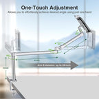 elitehood 28-inch Long Arm iPad Mount for Desk, Adjustable Tablet Desk Mount with Clamp, Sliver Aluminum Tablet Holder Compatible with iPad Pro 13/12.9/11, Air Mini, 4.7-13 inch Tablets & Cell Phones