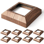 8 pcs 4"x4" (Actual: 3.5"x3.5") Aluminum Post Base Cover for Railings, Stairs, Patios, Porches - Split Deck Post Skirt (Walnut Wood)