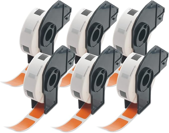 BETCKEY - Multi-Purpose Address Labels Replacement for Brother DK-1204 (0.66 in x 2.1 in), Compatible with Brother QL Label Printers [6 Rolls/2400 Labels, Orange]