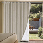 H.VERSAILTEX Blackout Curtains Durable Thick Textured Look 100% Blackout Patio Door Curtain Anti Rust Grommet Extra Wide Sliding Door Curtain Panel, Cobblestone, W100 x L84 inch