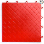 Big Floors RaceDeck Diamond Plate Design, Durable Interlocking Modular Garage Flooring Tile (Red, 24 Pack of 12 x 12" Tiles)