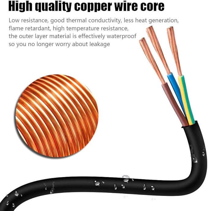 3FT 12/3 Outdoor Extension Cord, Heavy Duty 3-Outlet SJTW Indoor/Outdoor Three-Prong Power-Cord 12-Gauge Grounded 15-Amp 1875 Watts