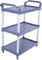 3 Tier Utility Cart Rolling Tool Cart, Heavy Duty Commercial Service Tool 330lbs Load Capacity, Mechanic Tool Storage Organizer for Warehouse Garage M Gray, Equipped with 4