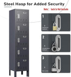 Metal Lockers - 66" Height Steel Lockers for Employees with 5 Door Storage Locker with Card Slot for Employees Gym School Home Office Garage - Assembly Required