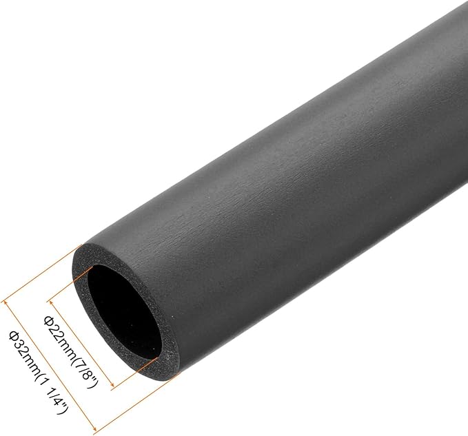 uxcell Foam Tubing for Handle Grip Support, 22mm(7/8") ID 32mm(1 1/4") OD 1m Length Black