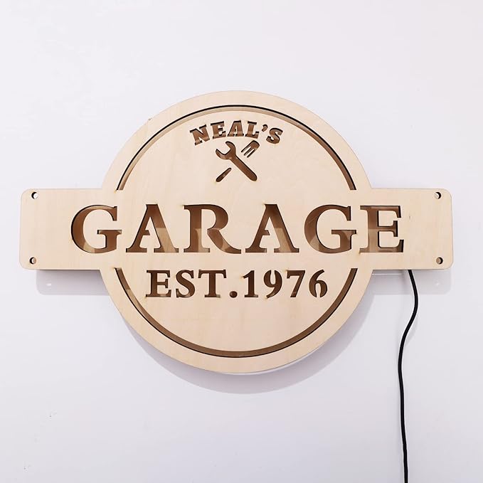 Custom Neon Garage Sign - Personalized Light Up LED Name Sign
