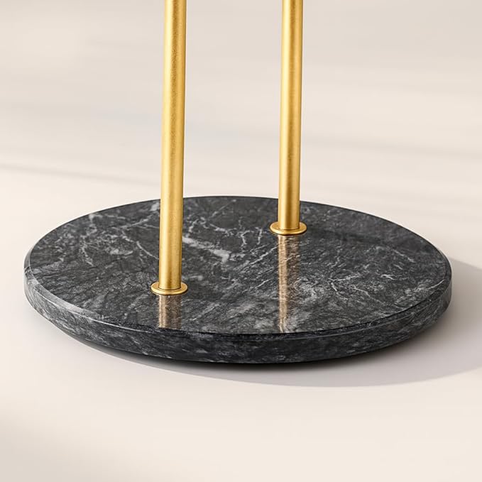 pickpiff Necklace Holder Stand: 2 Tier Jewelry Organizer with Marble Base, Gold Jewelry Tree Display for Bracelets, Rings, Earrings, Gold and Black