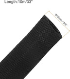 MECCANIXITY Braided Cable Sleeves Heat Shrinkable Fabric Sleeving, 5/8" 33ft Black 2:1 Ratio Heat Shrinkable Cord Protector for Harness Cable, Network Cable Protection, Cable Management