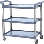 Service Cart 3 Shelf, Plastic Heavy Duty 3-Tier Utility Cart with Wheels, Rolling Utility/Push Cart for Foodservice/Commercial/Restaurant/Office/Warehouse/Kitchen/Hotel