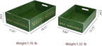 Extra Large Wooden Crate Set of 2 Rustic Wood Storage Crates Farmhouse Nesting Wooden Crate Basket Vintage Home Decorative Boxes with Handles for Display (Green)