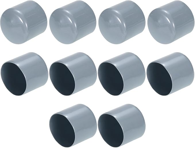 uxcell 10pcs Rubber End Caps 45mm(1.8") ID Vinyl Round End Cap Cover Screw Thread Protectors Grey