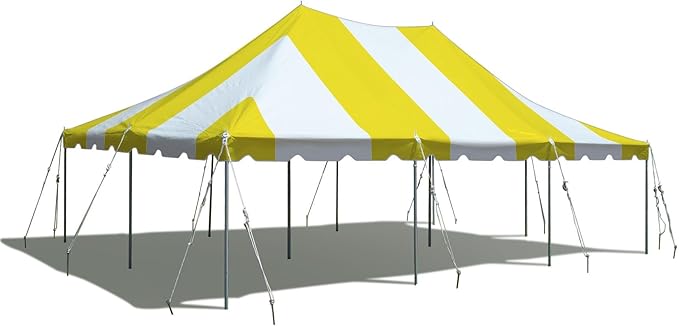 TentandTable 20' x 30' Premium Canopy Tent, Yellow/White, Outdoor Pole Tent, 60-120 Person Capacity for Parties, Weddings, Events, Commercial and Residential Use, Large Heavy Duty Vinyl Canopy Tents
