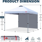 MASTERCANOPY Durable Pop-up Canopy Tent with 1 Sidewall (10'x10',White)