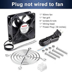 Wathai 80mm EC Axial Fan AC 110V 115V 120V 220V 240V Brushless Cooling Fan 80mm x 25mm